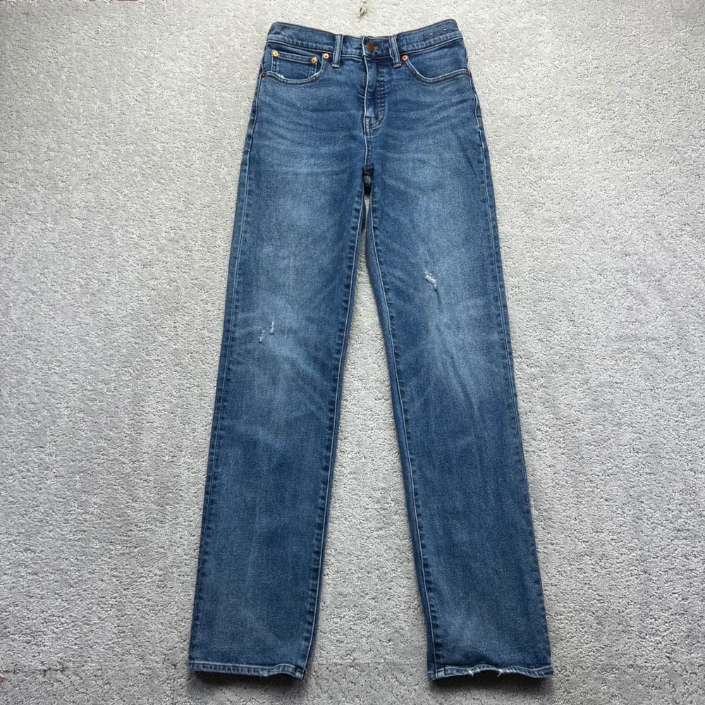 Madewell Jeans Womens 24 Blue Kaihara Denim Straight Leg Distressed The Rail